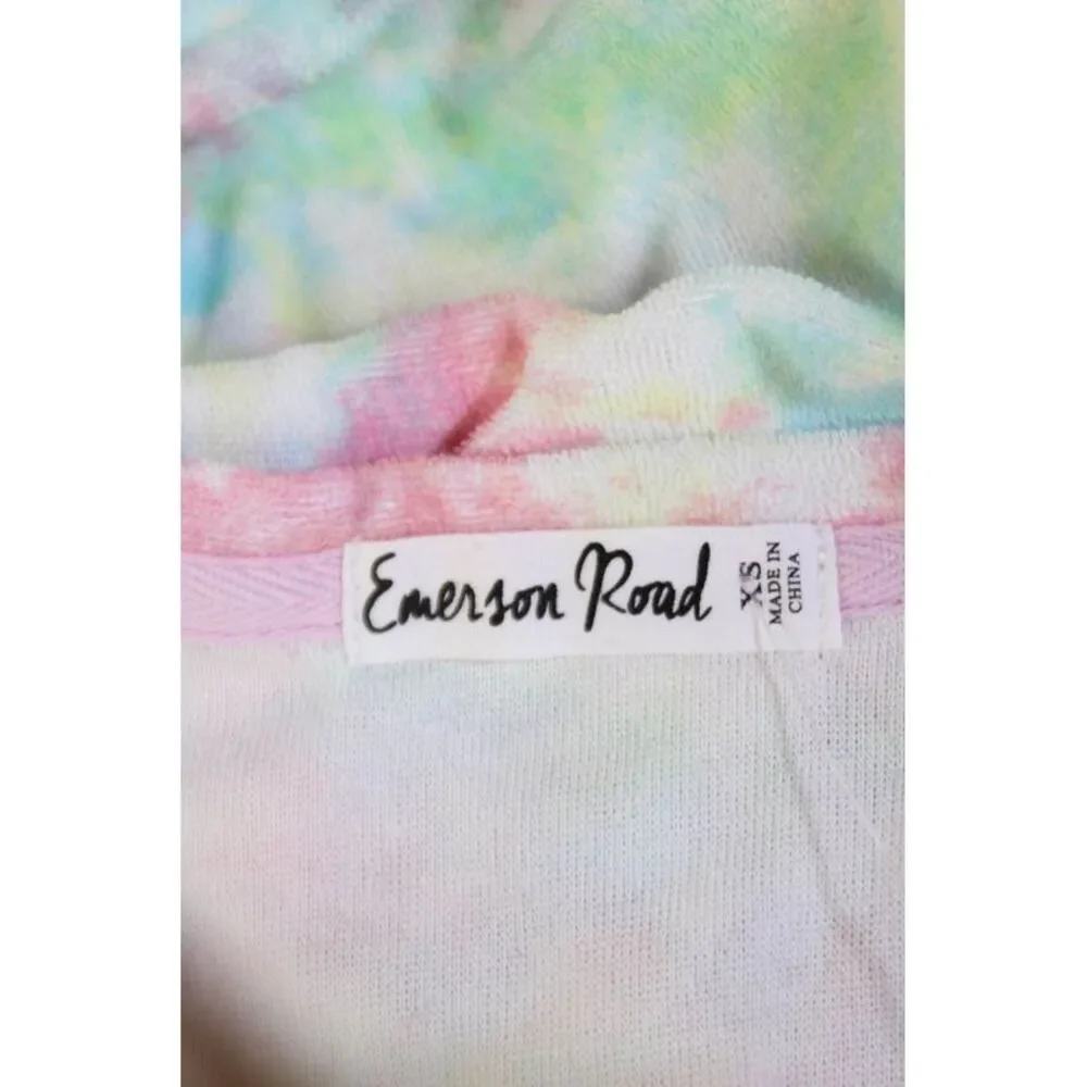 Emerson Road Womens Tie Dye Print Terry Sleepwear Set Multicolor Size XS